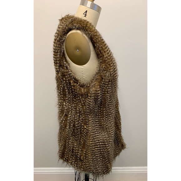 Cristina B Long Faux Fur Vest Brown - Picture 5 of 11